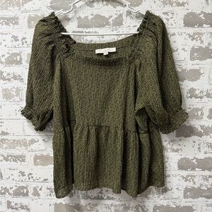 LOFT Women's Olive Peplum Blouse